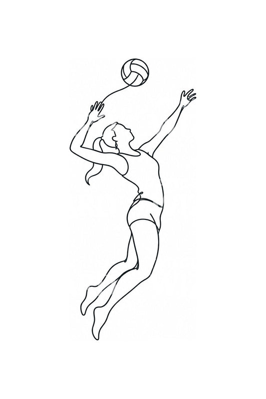 Diseño de tatuaje minimalista de remate de voleibol