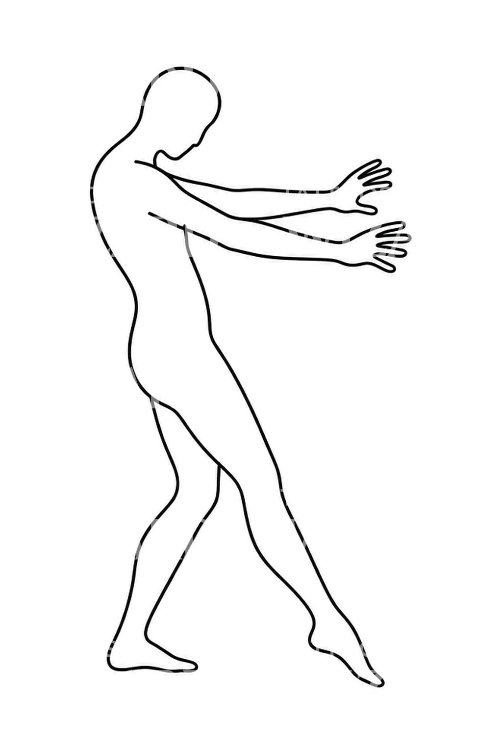 One Line Walking in the Dark Tattoo Design
