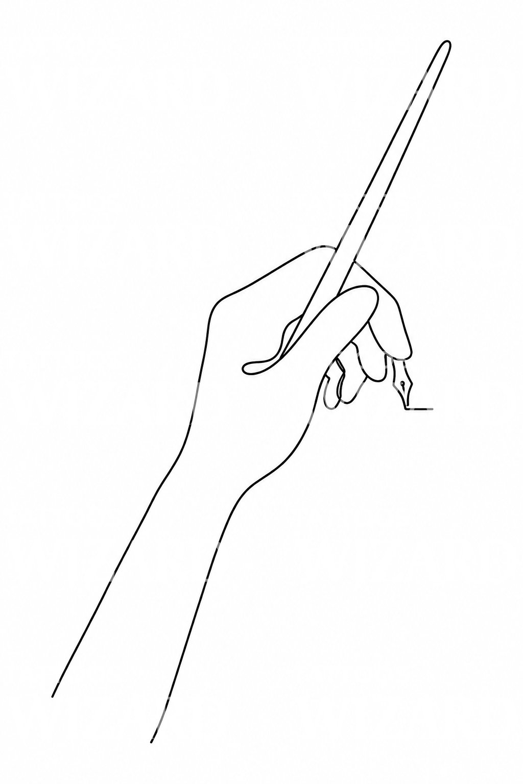 Design minimalista de tatuagem de uma mão a escrever numa só linha