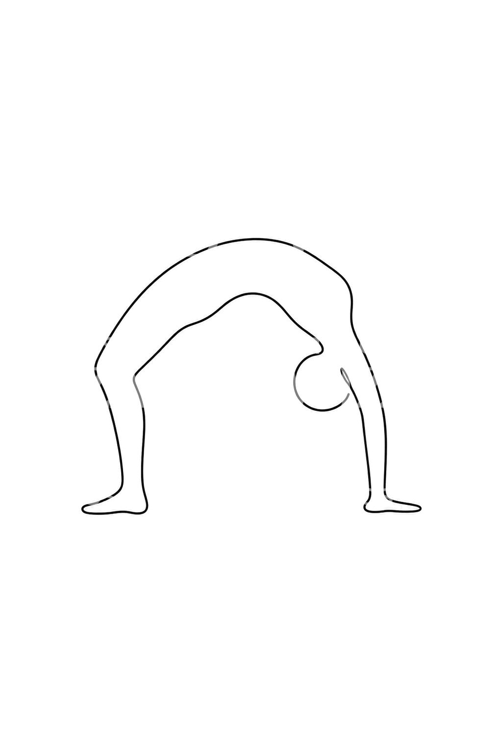 One Line Yoga Wheel Backbend Tattoo Illustration