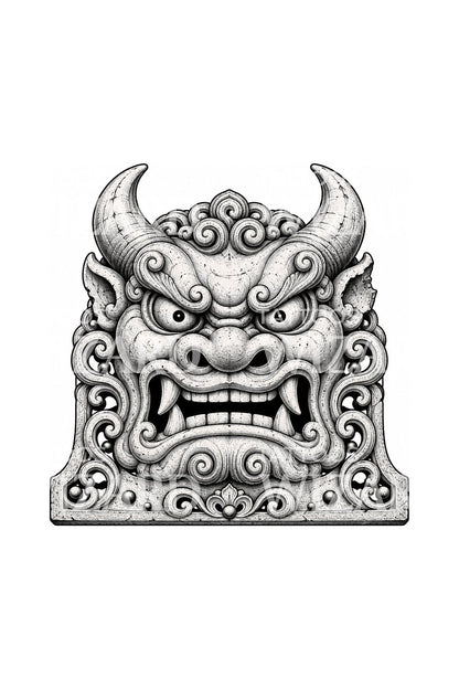 Onigawara Demon Roof Tile Tattoo Design