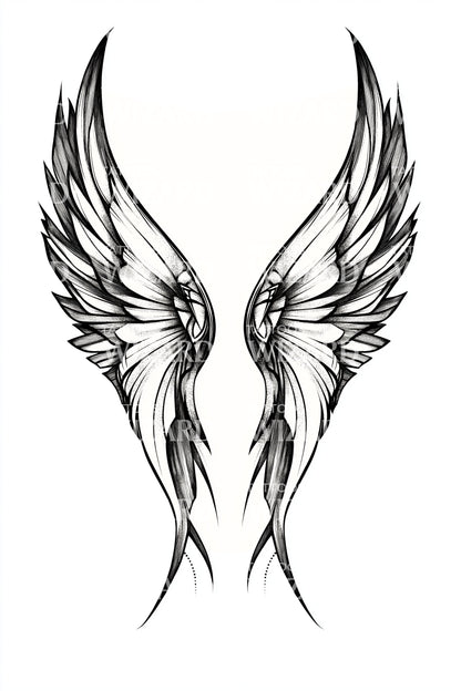 Open Angel Wings Pair Tattoo Design