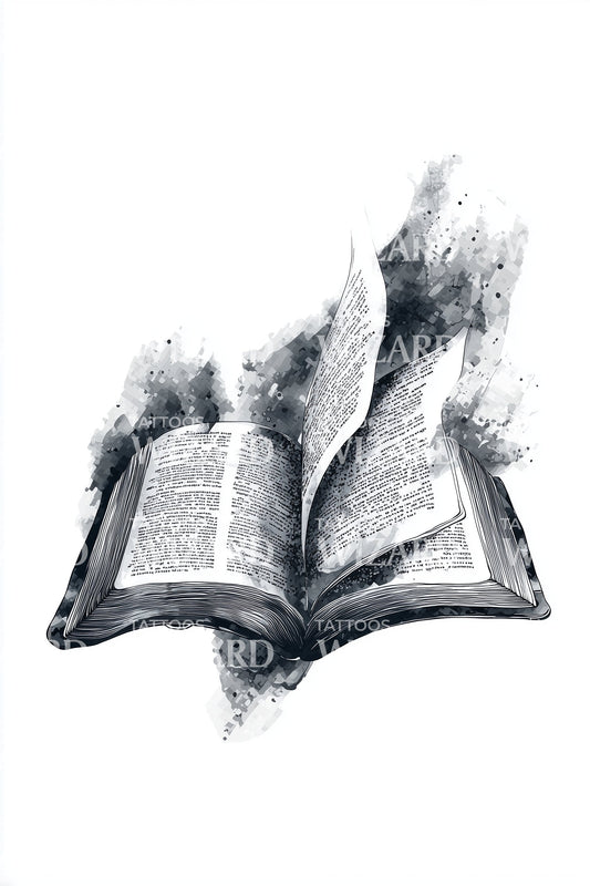 Design de Tatuagem Sabedoria do Livro Aberto