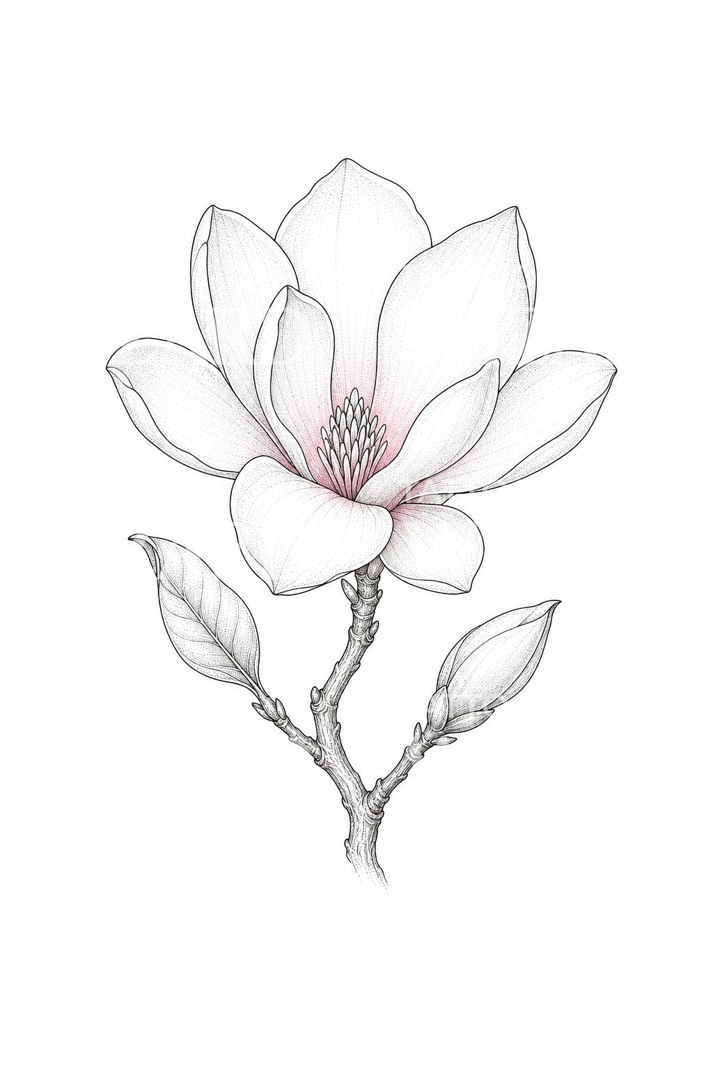 Diseño de tatuaje de flor de magnolia abierta