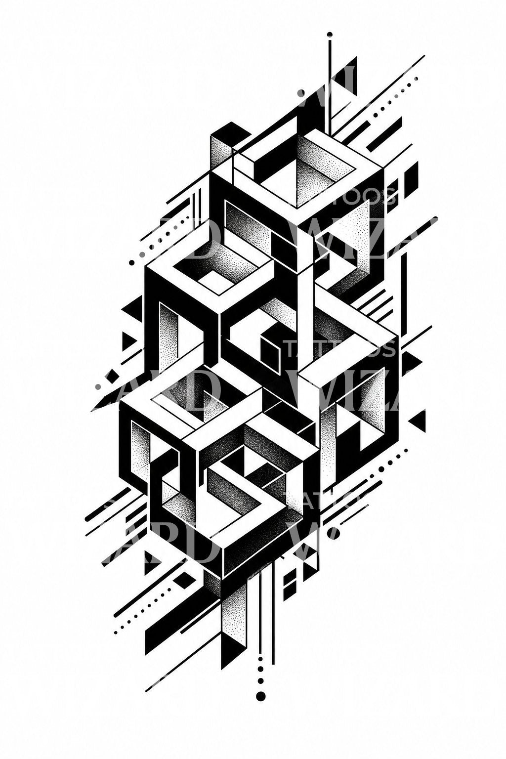 Optical Illusion Cube Tattoo Design