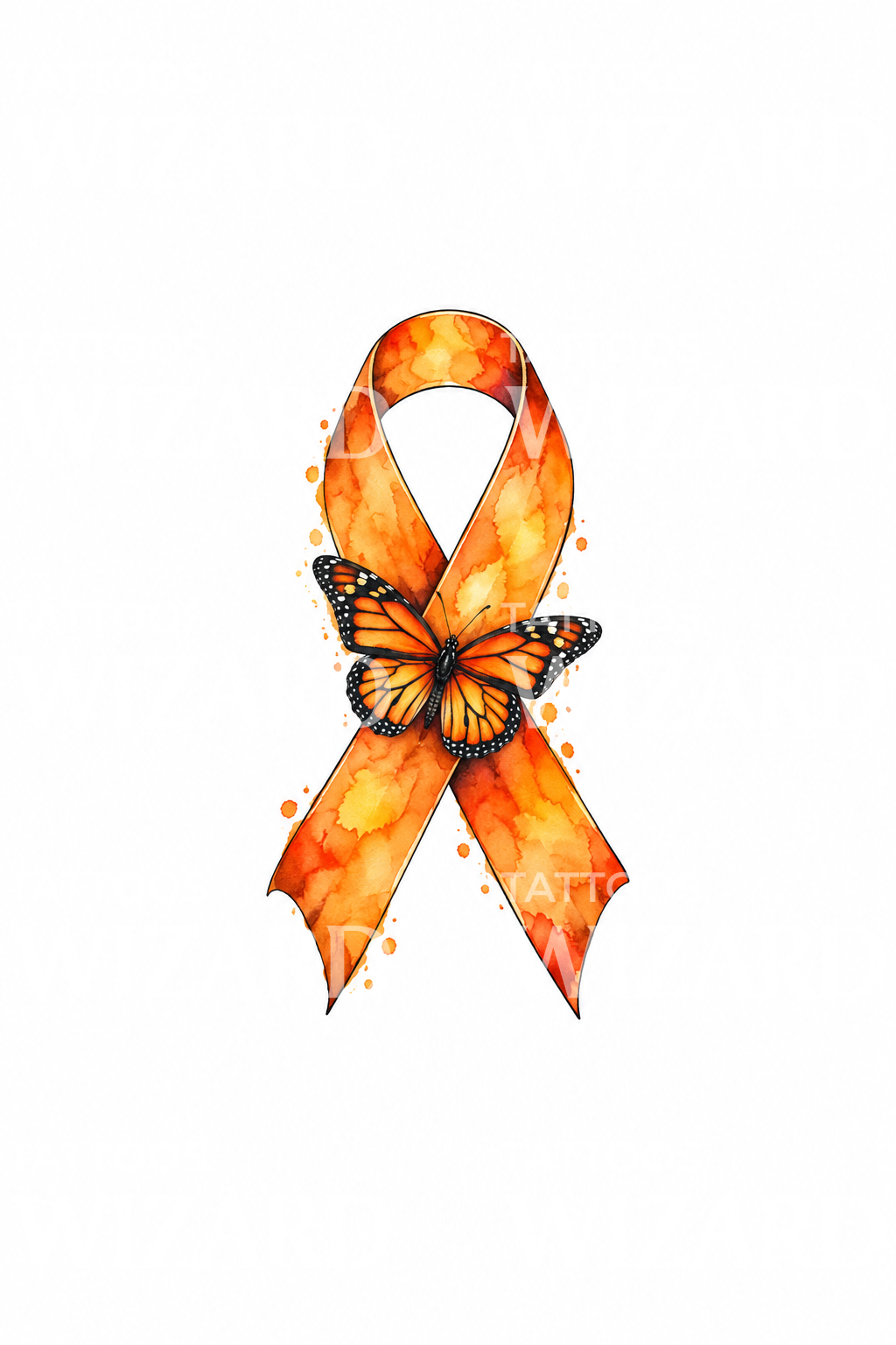 Cinta naranja de concienciación con mariposa monarca