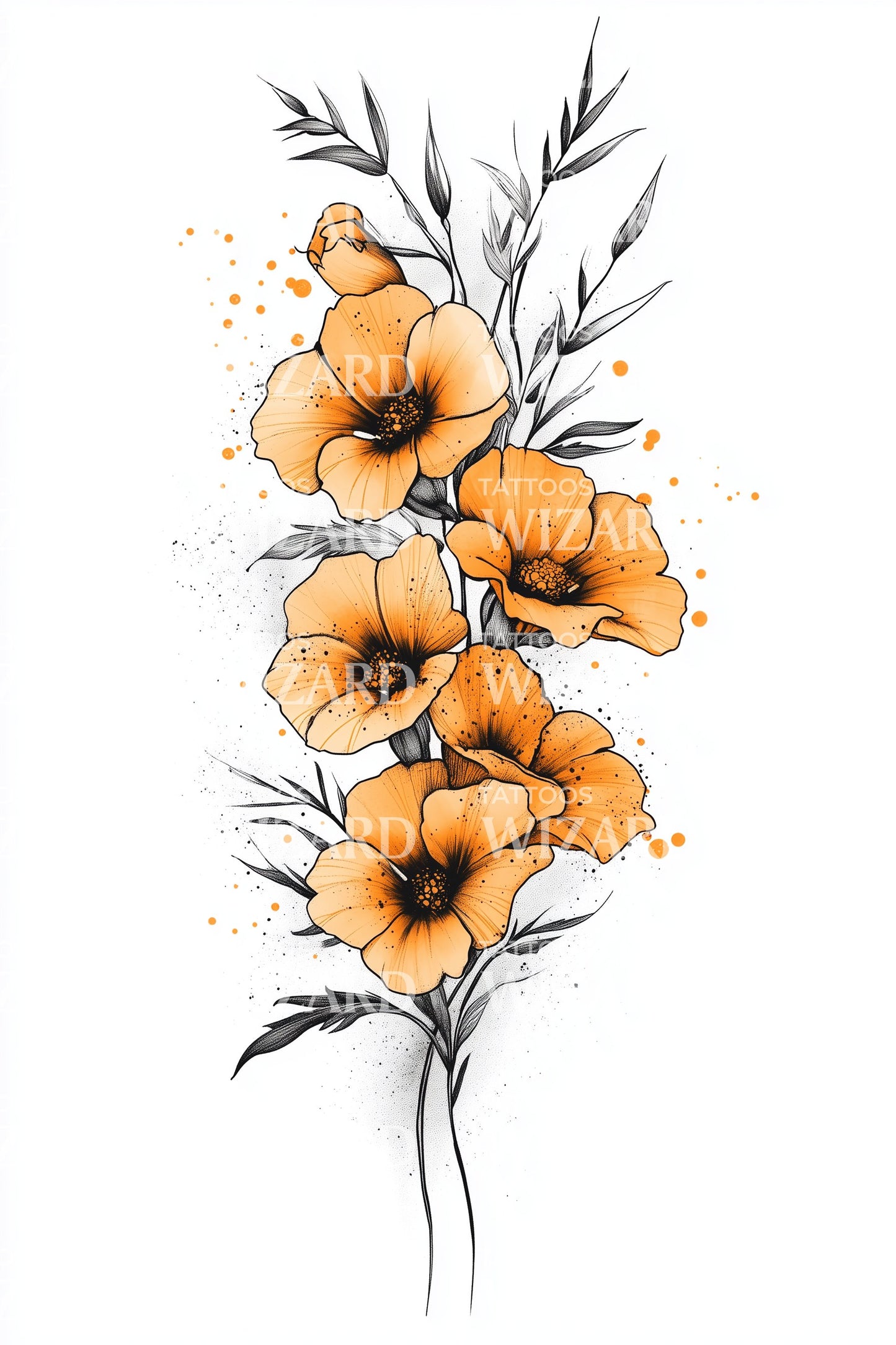 Orange Blossom Spray Tattoo Design