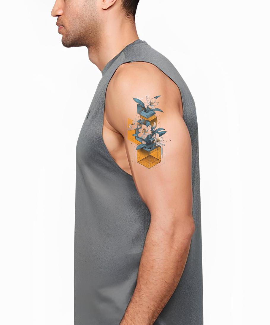 Orange Accent Lily Tattoo Illustration