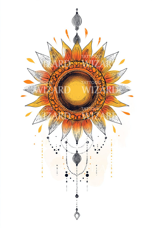 Orange Sunburst Tattoo Design