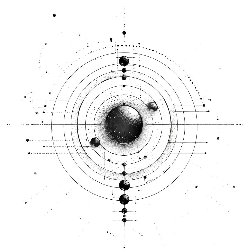 Orbital Symmetry of Cosmic Circles Tattoo Design