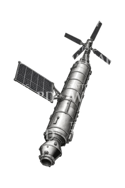 Orbital Workshop Space Station Tattoo Design