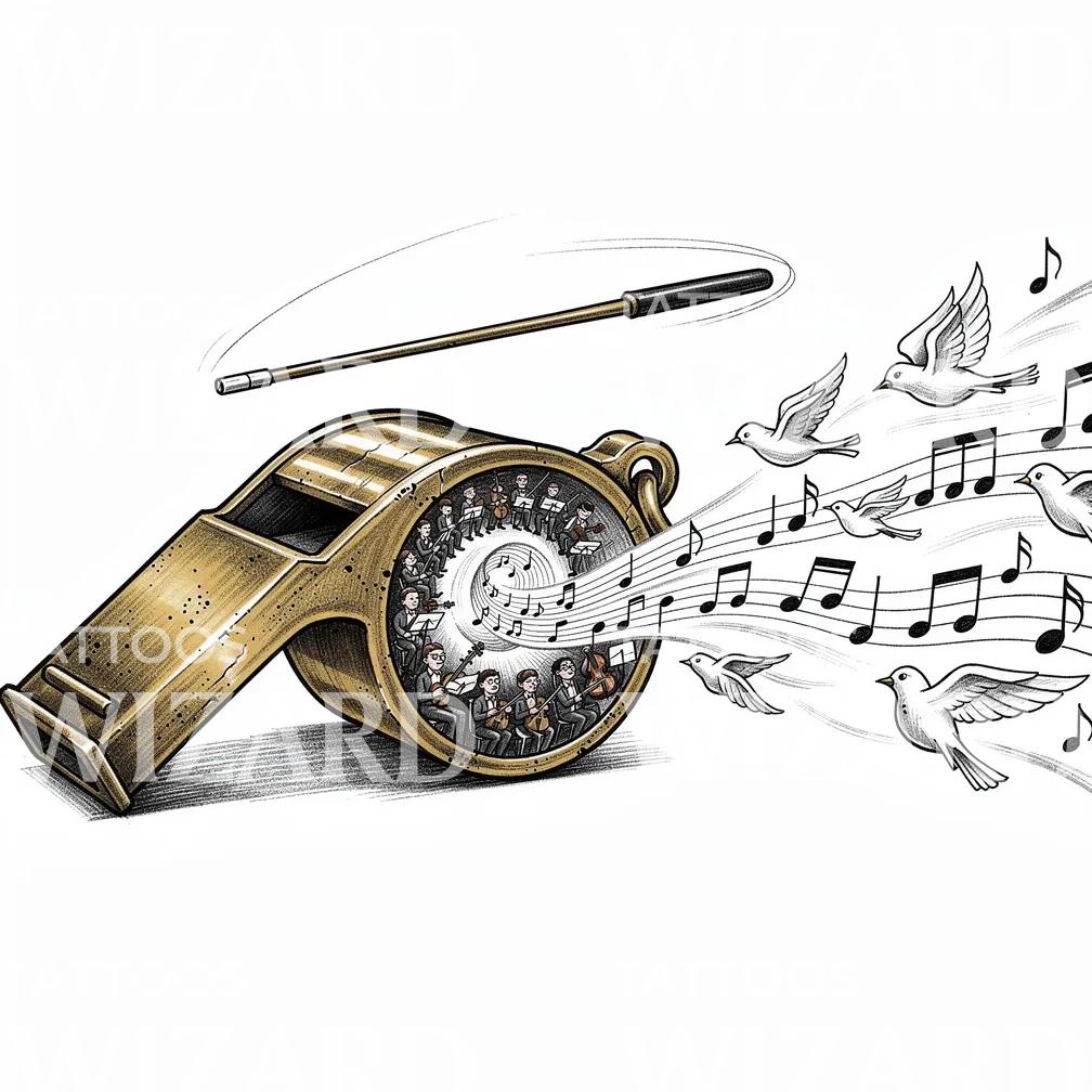 Orchestra Whistle Symphony Tattoo Design