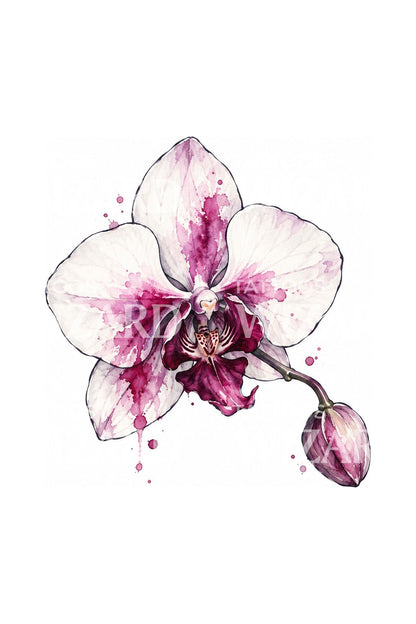 Orchidee mit blutender Pflaume als Tattoo
