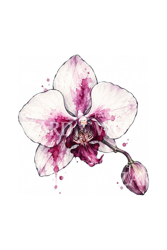 Orchidee mit blutender Pflaume als Tattoo
