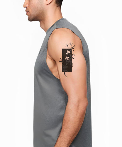 Design de tatouage cadre orchidée minimaliste