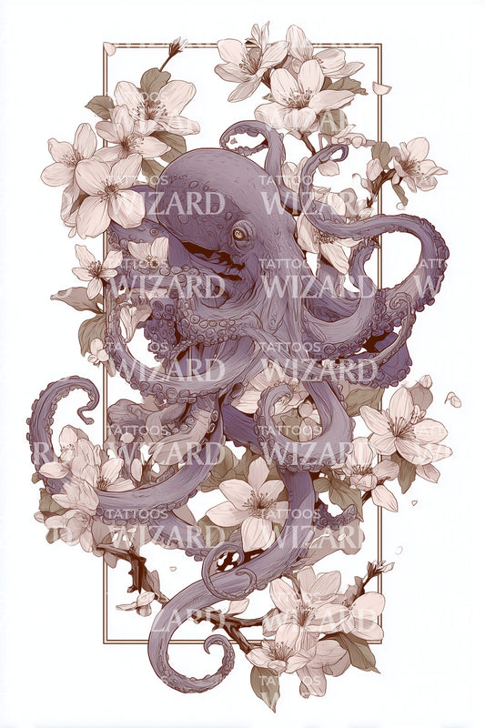 Orchid Octopus Bloom Tattoo Design