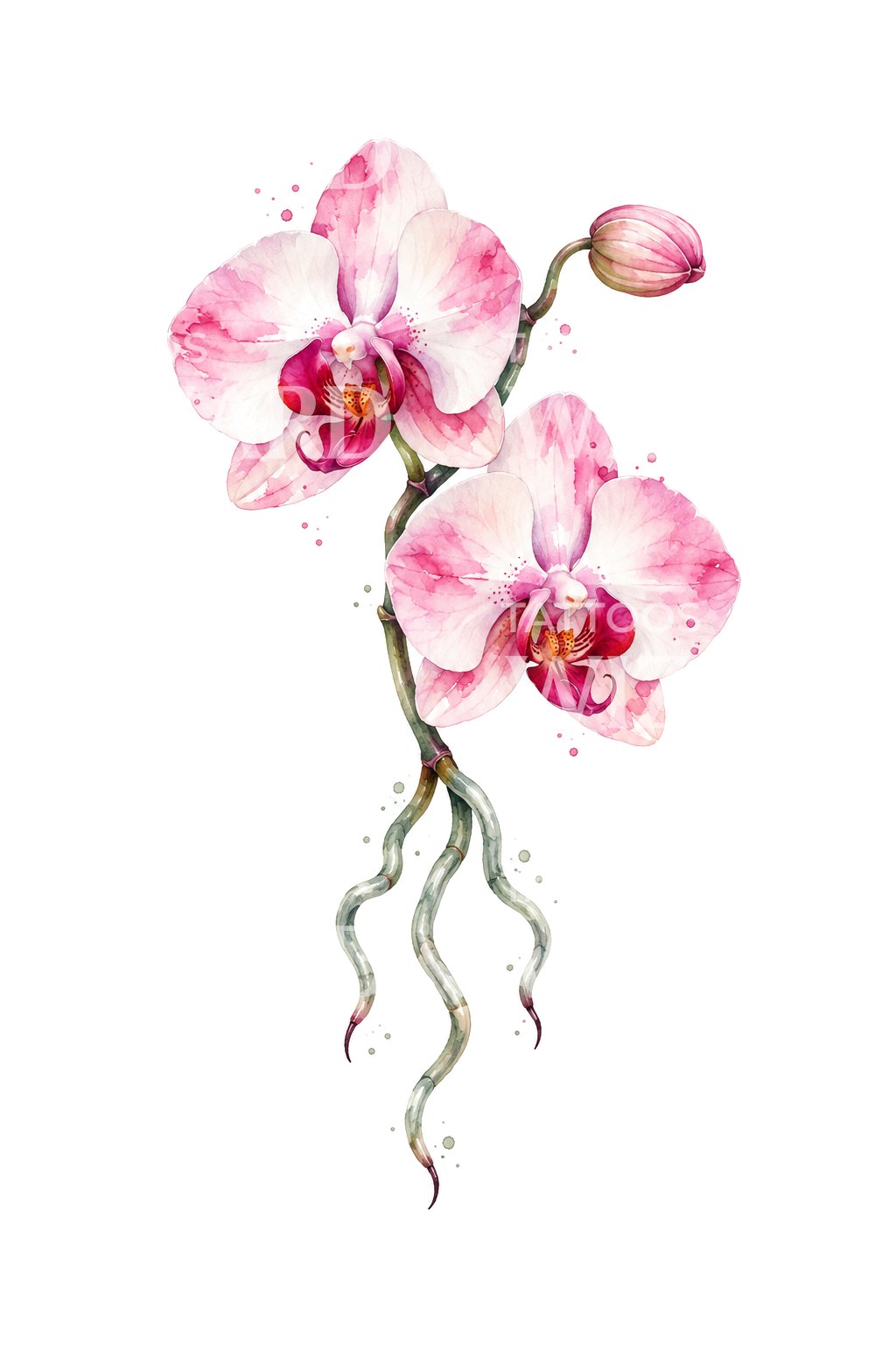 Wzór tatuażu orchidea z korzeniami powietrznymi
