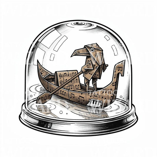 Origami Bird Dome Tattoo Illustration