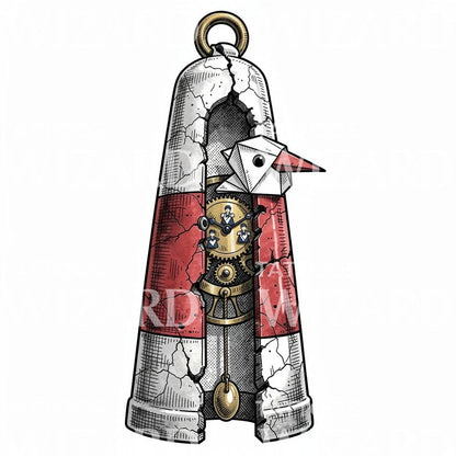 Origami Clockwork Bell Tattoo Design