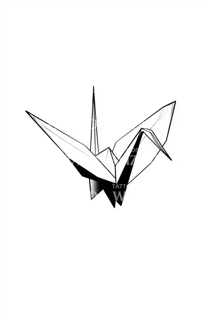 Origami Crane Minimal Tattoo Design