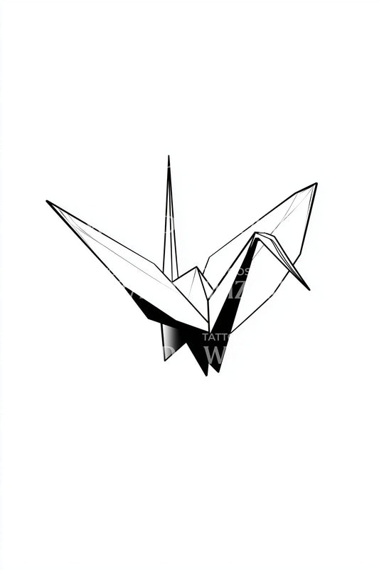 Origami Crane Minimal Tattoo Design