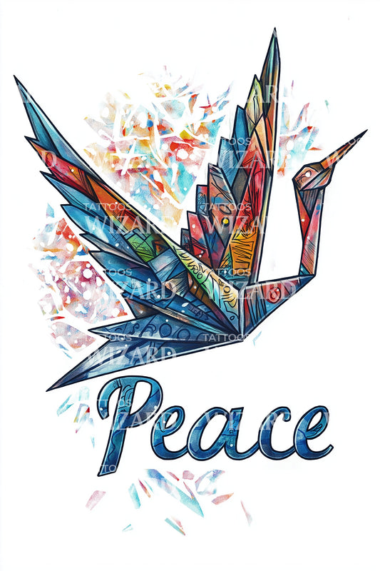 Origami Crane Peace Tattoo Design