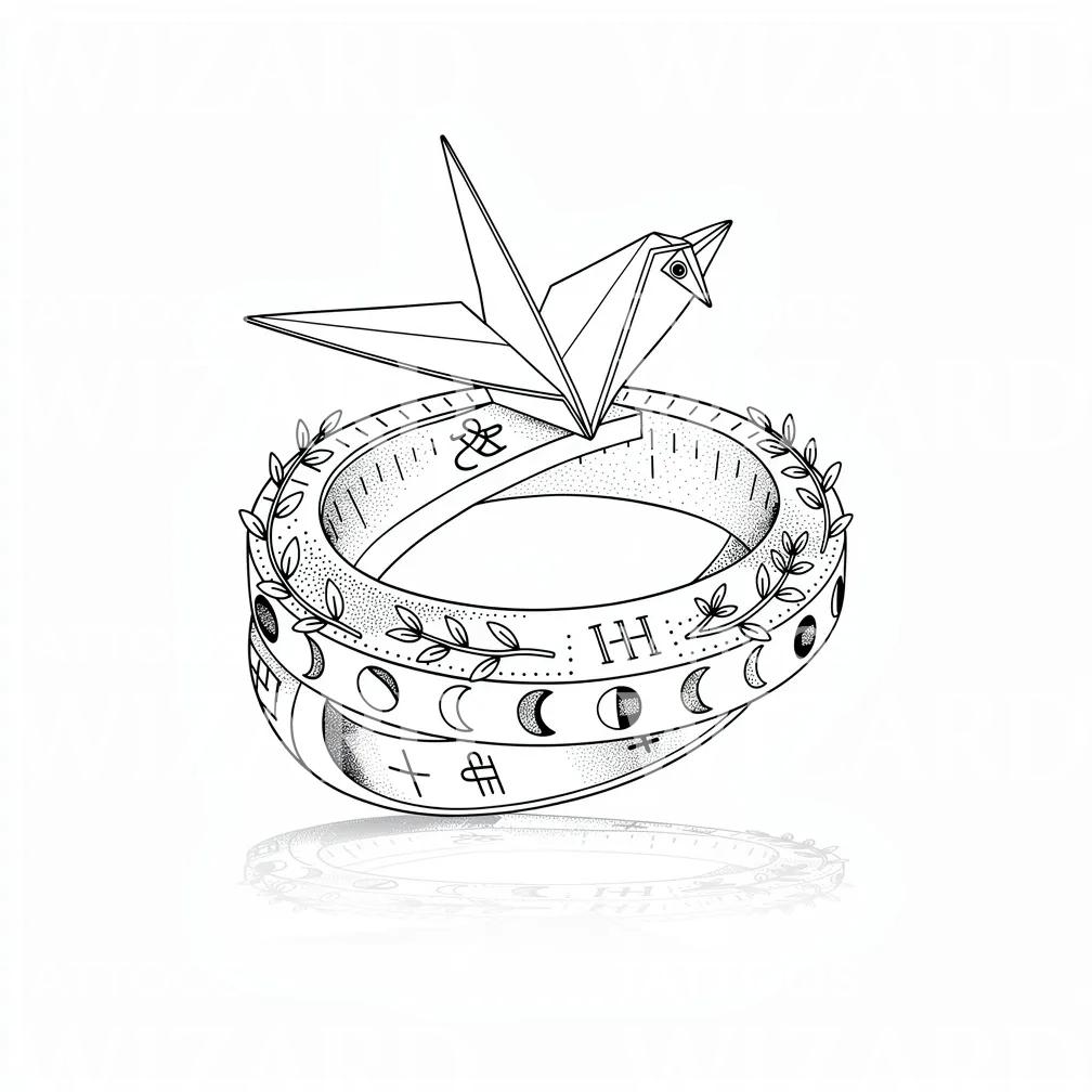 Origami Crane Ring Tattoo Design