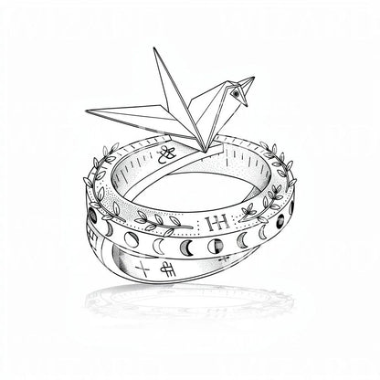 Origami Crane Ring Tattoo Design