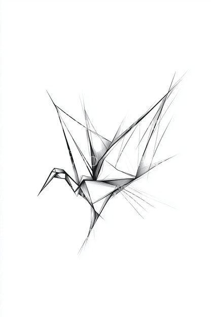 Origami Kranich Skizze Tattoo Design