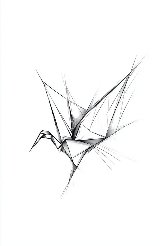 Origami Crane Sketch Tattoo Design