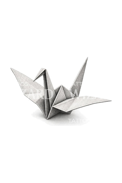 Origami Crane with Crisp Creases Tattoo Design