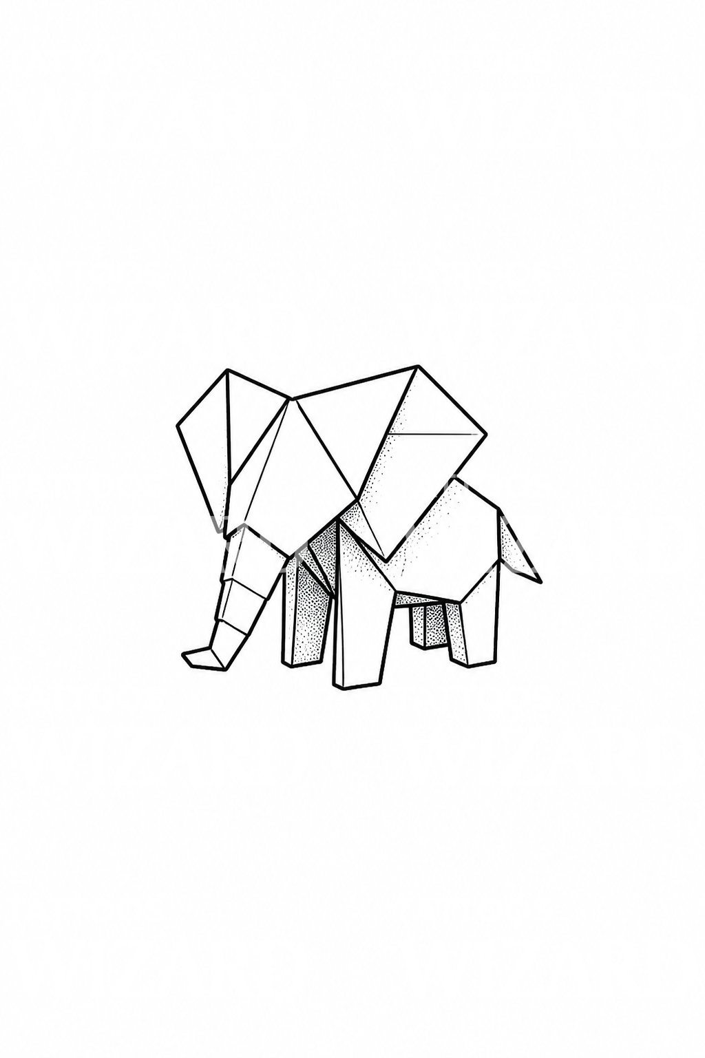 Origami Elephant Minimalist Tattoo Idea
