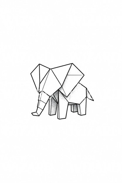 Origami Elephant Minimalist Tattoo Idea