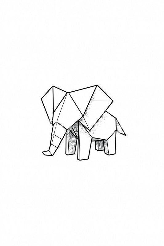 Minimalistisch tattoo-idee met origamiolifant