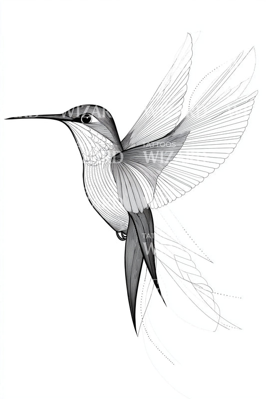 Origami Hummingbird Glide Tattoo Design
