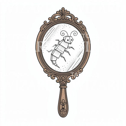 Origami Insect Mirror Tattoo Design