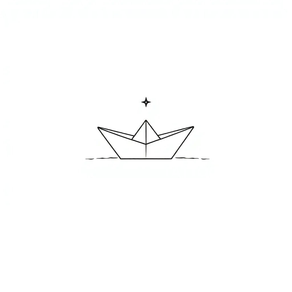 Origami Paper Boat Tattoo Design