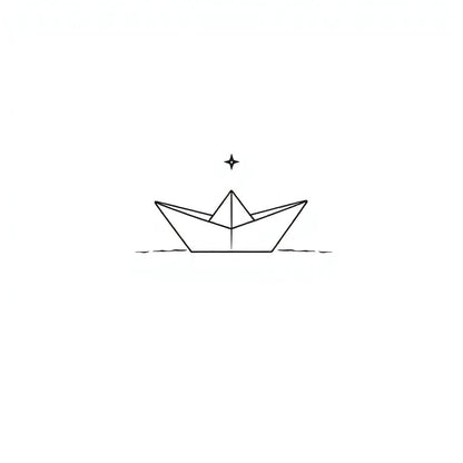 Origami Paper Boat Tattoo Design