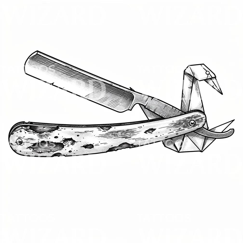 Origami barberblad-tatovering