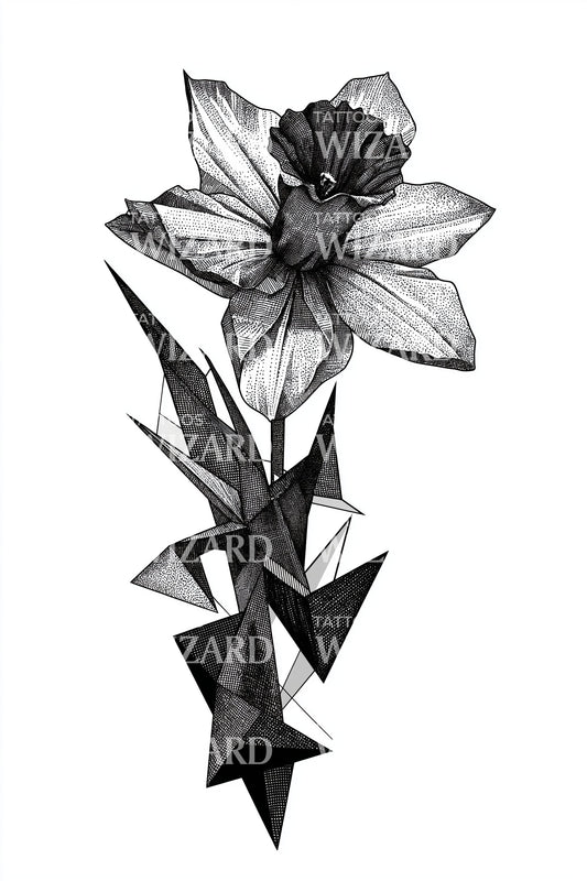 Origami Twin Daffodils Tattoo Design