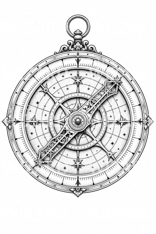 Ornamental Astrolabe Tattoo Design