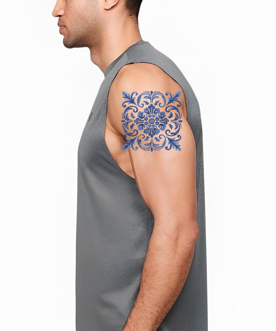 Blue Traditional Azulejo Tattoo Design