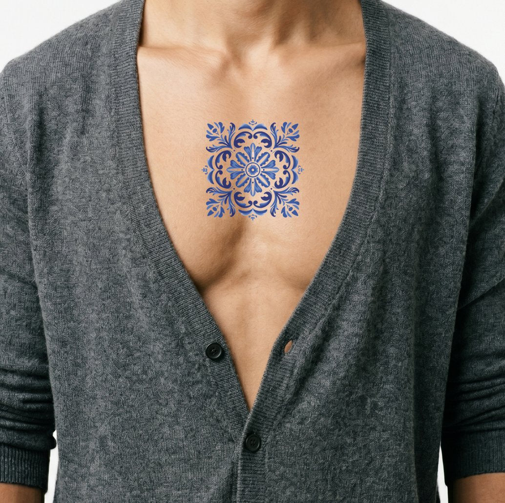 Design del Tatuaggio Azulejo Tradizionale Blu