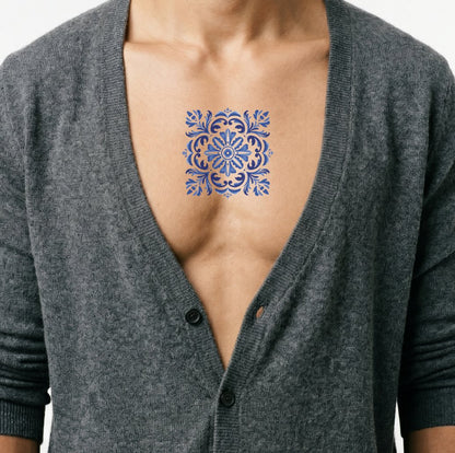 Design del Tatuaggio Azulejo Tradizionale Blu