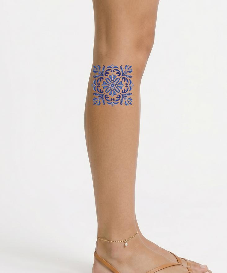 Design del Tatuaggio Azulejo Tradizionale Blu