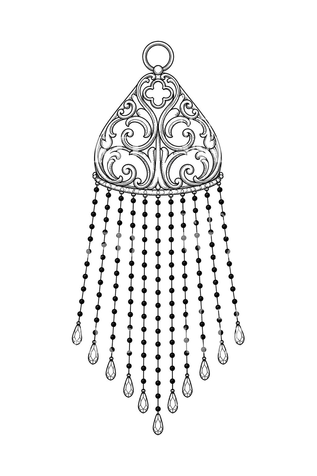 Ornamentalt tatoveringsdesign med perlekvast