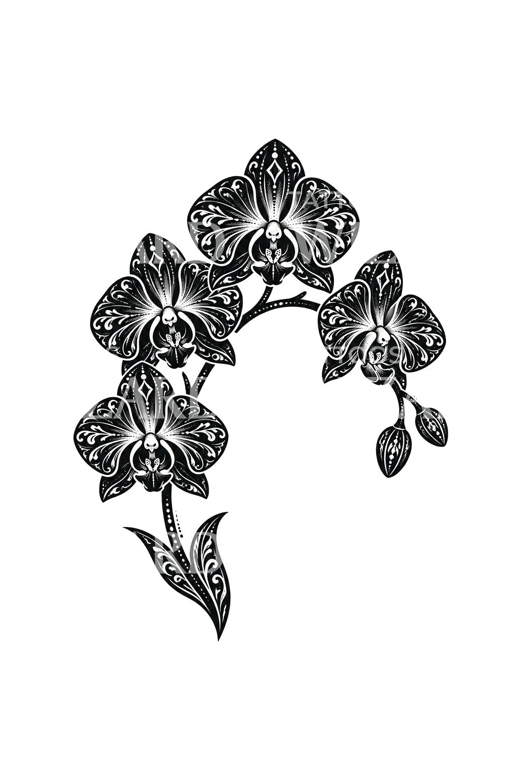 Kropkowany hibiskus na tle słońca | Tattoo Design