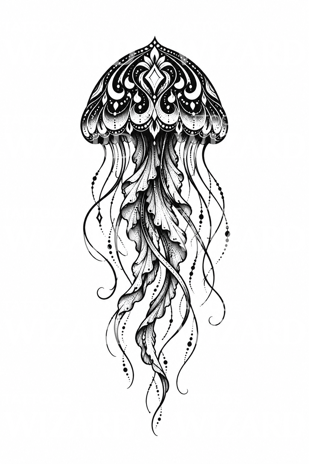 Ornamentální blackwork tetování medúzy