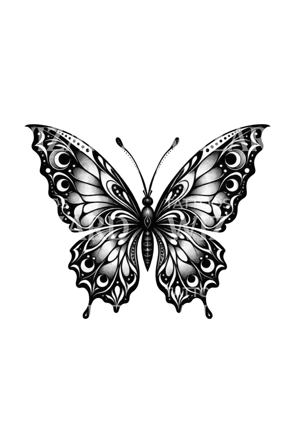 Ornamental Butterfly Blackwork Tattoo