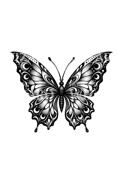 Ornamental Butterfly Blackwork Tattoo